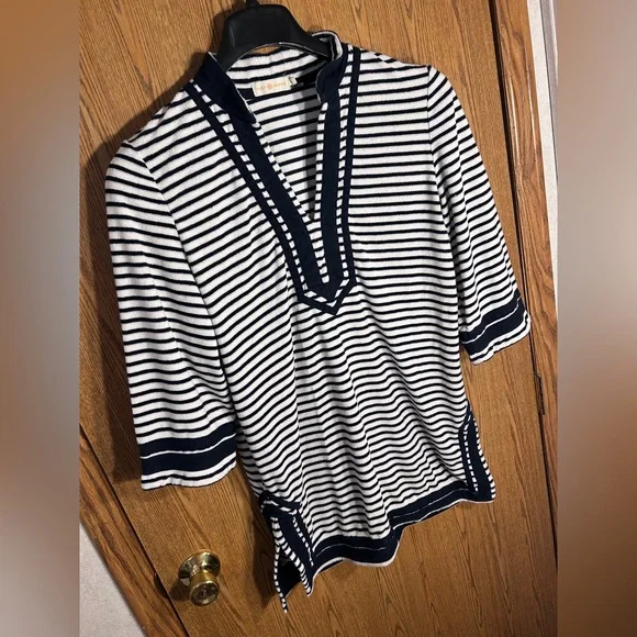 Tory Burch Striped Terrycloth Tunic Cover Up - Picture 2 of 5